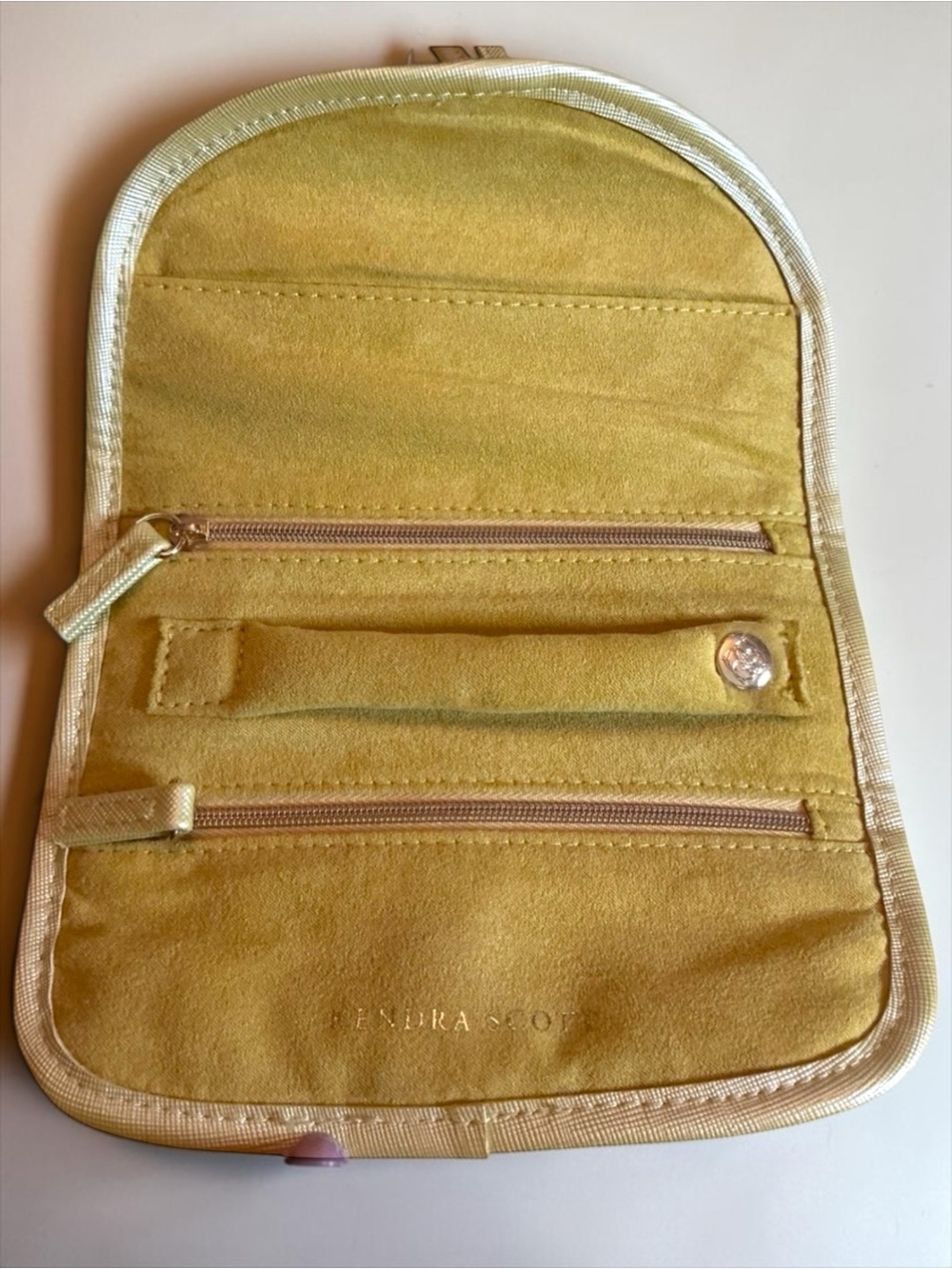 Kendra Scott Travel Jewelry Organizer Roll Yellow Gold Satin NWT